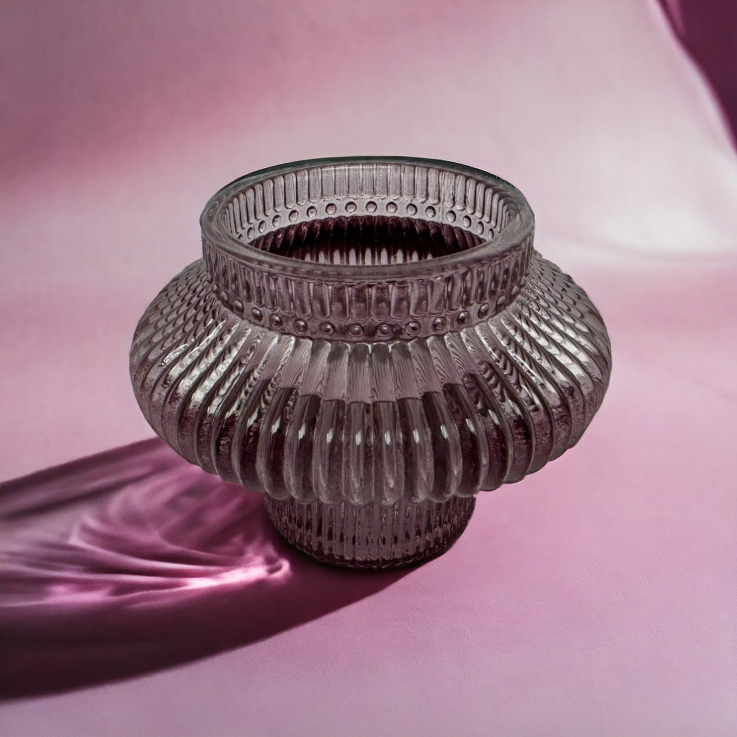 Smoked Purple Dual Glass Candle Holder